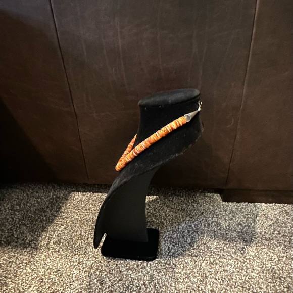 Handmade “ One of a Kind” Orange Spiny Oyster & Sterling Silver Necklace - Picture 2 of 2